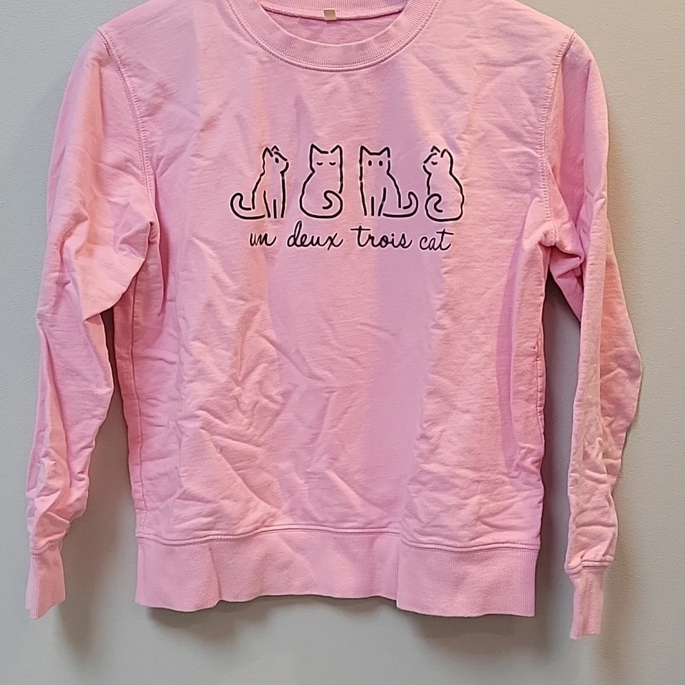 Pink Cat Graphic Sweatshirt